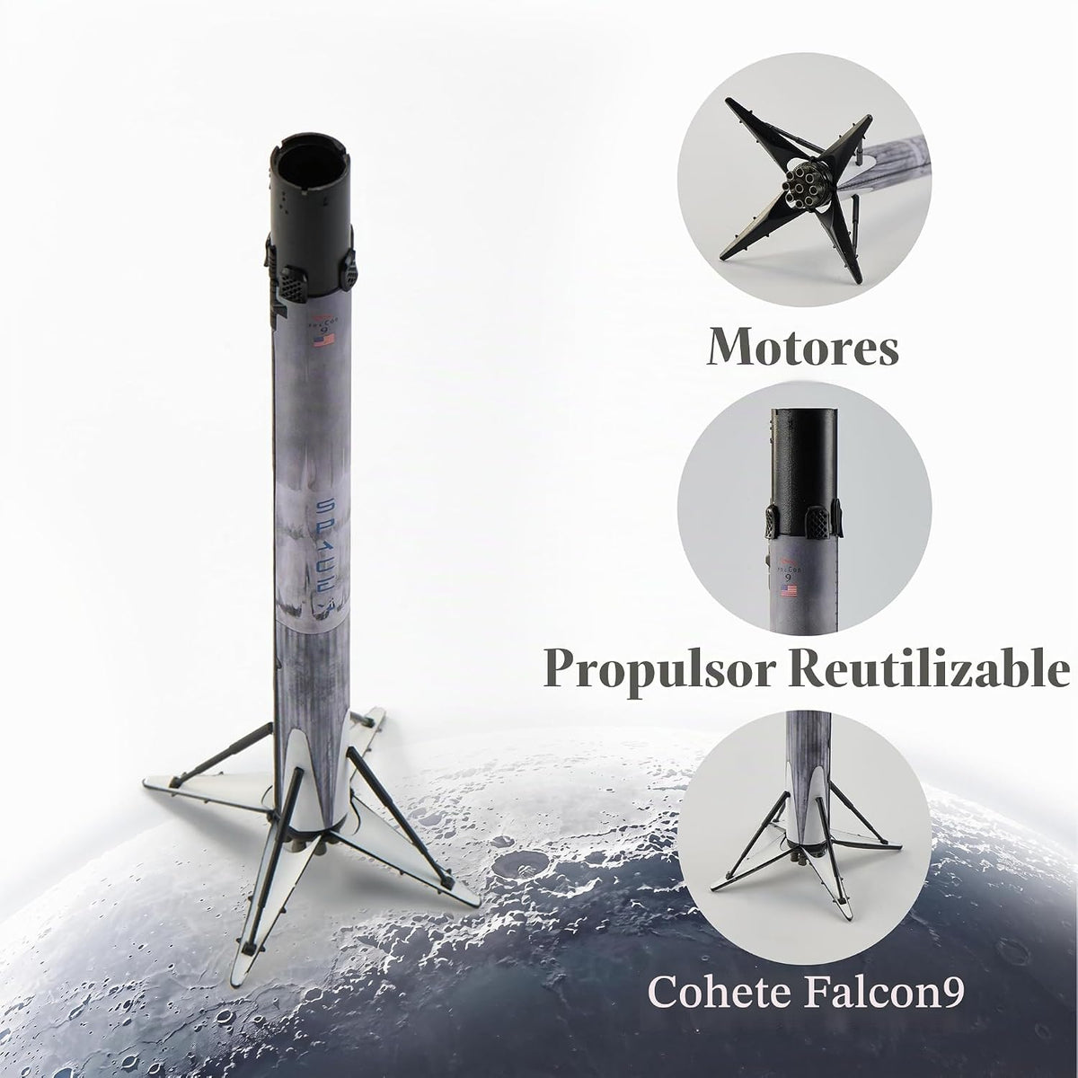 Falcon 9 Cohete fundido a presión 1/200 Escala Dragon Modelo de