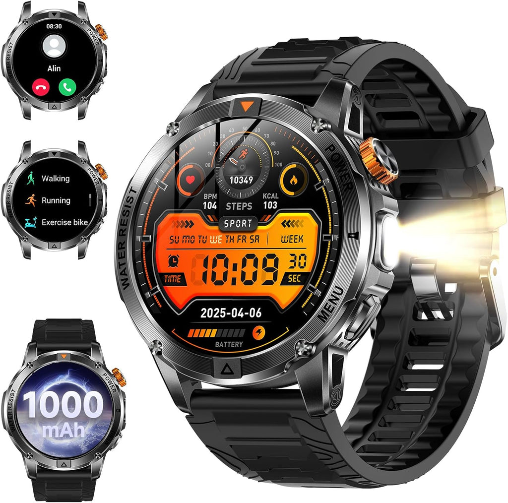 KPEP Smart Watch para Hombre (Responder/Hacer Llamada) - Smartwatch Militar HD de 1.53"