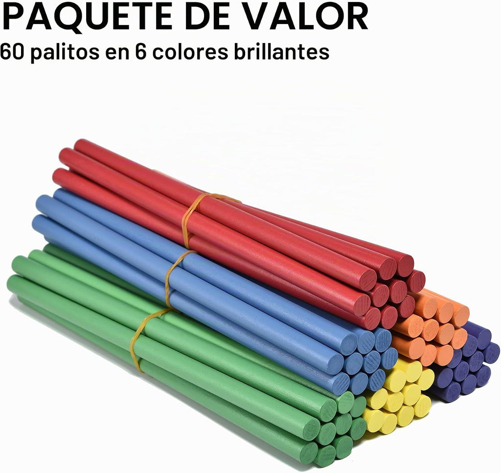 60 palos de ritmo para niños a granel, 12 pulgadas de madera Lummi Sticks música aula instrumentos de percusión, 6 colores