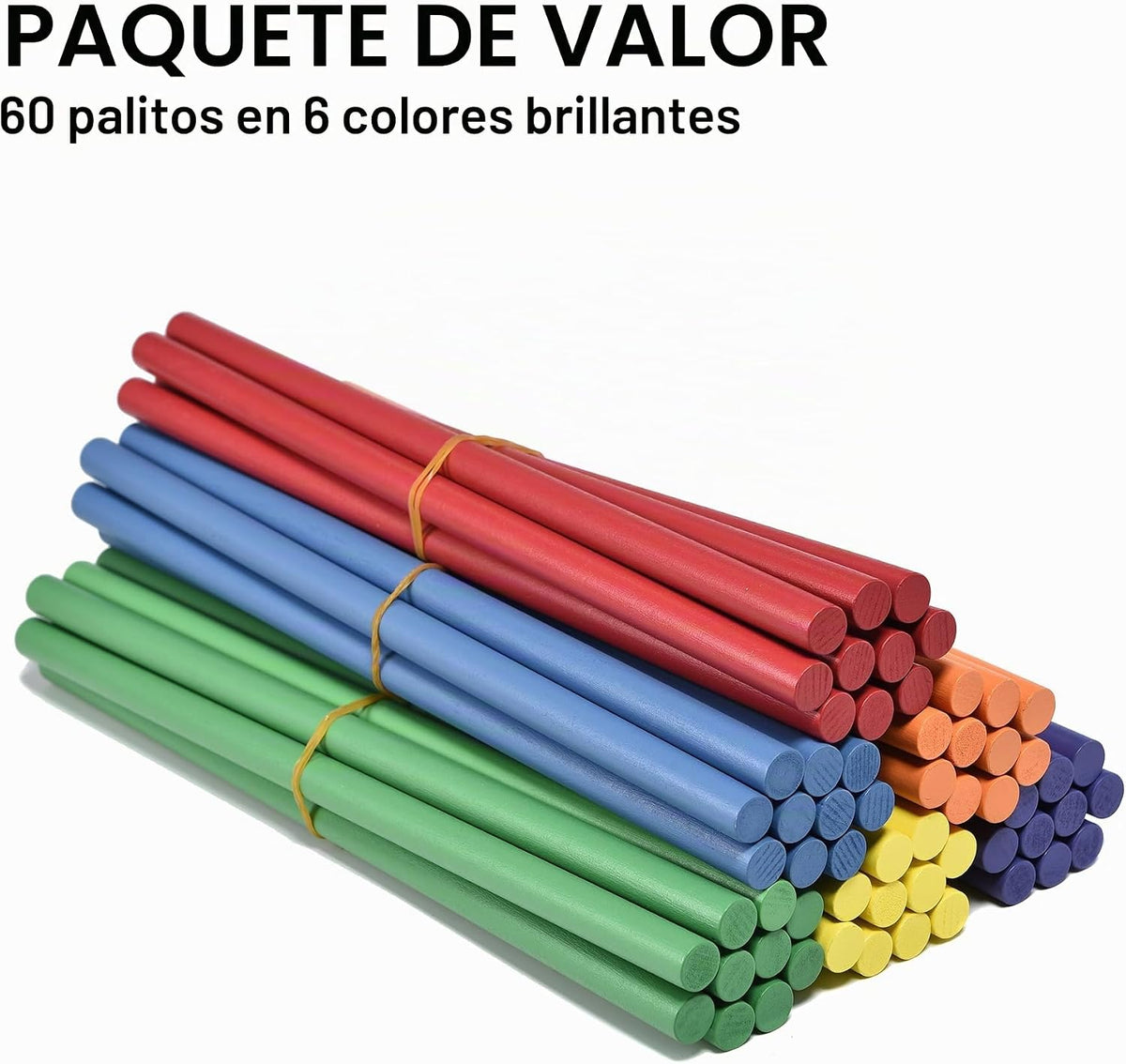 60 palos de ritmo para niños a granel, 12 pulgadas de madera Lummi Sticks música aula instrumentos de percusión, 6 colores