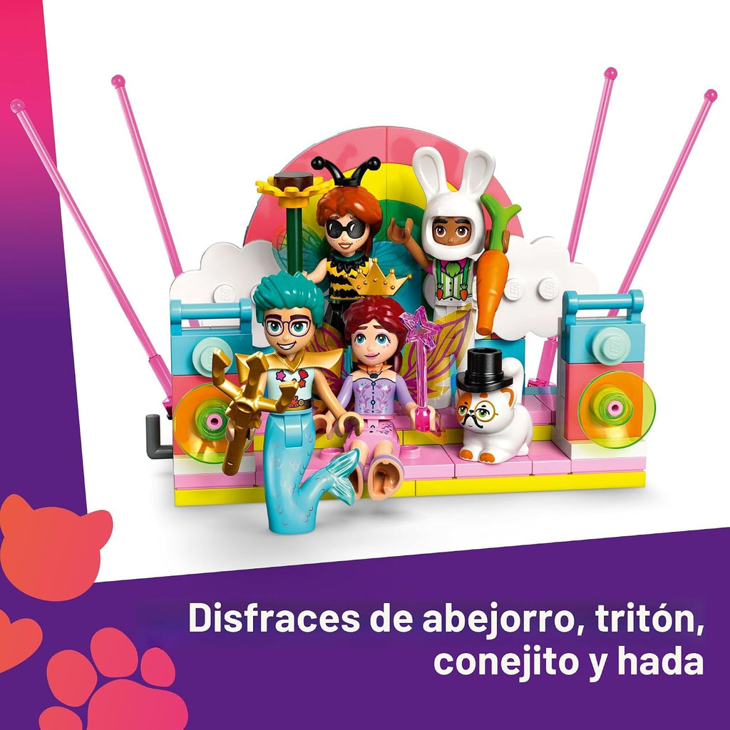 LEGO Fiesta de disfraces de amigos con unicornio y hada, juguete de construcción interactivo de cuentos con juguetes de gato y unicornio, idea creativa de regalo de cumpleaños para niñas y niños, 6+ - 42661