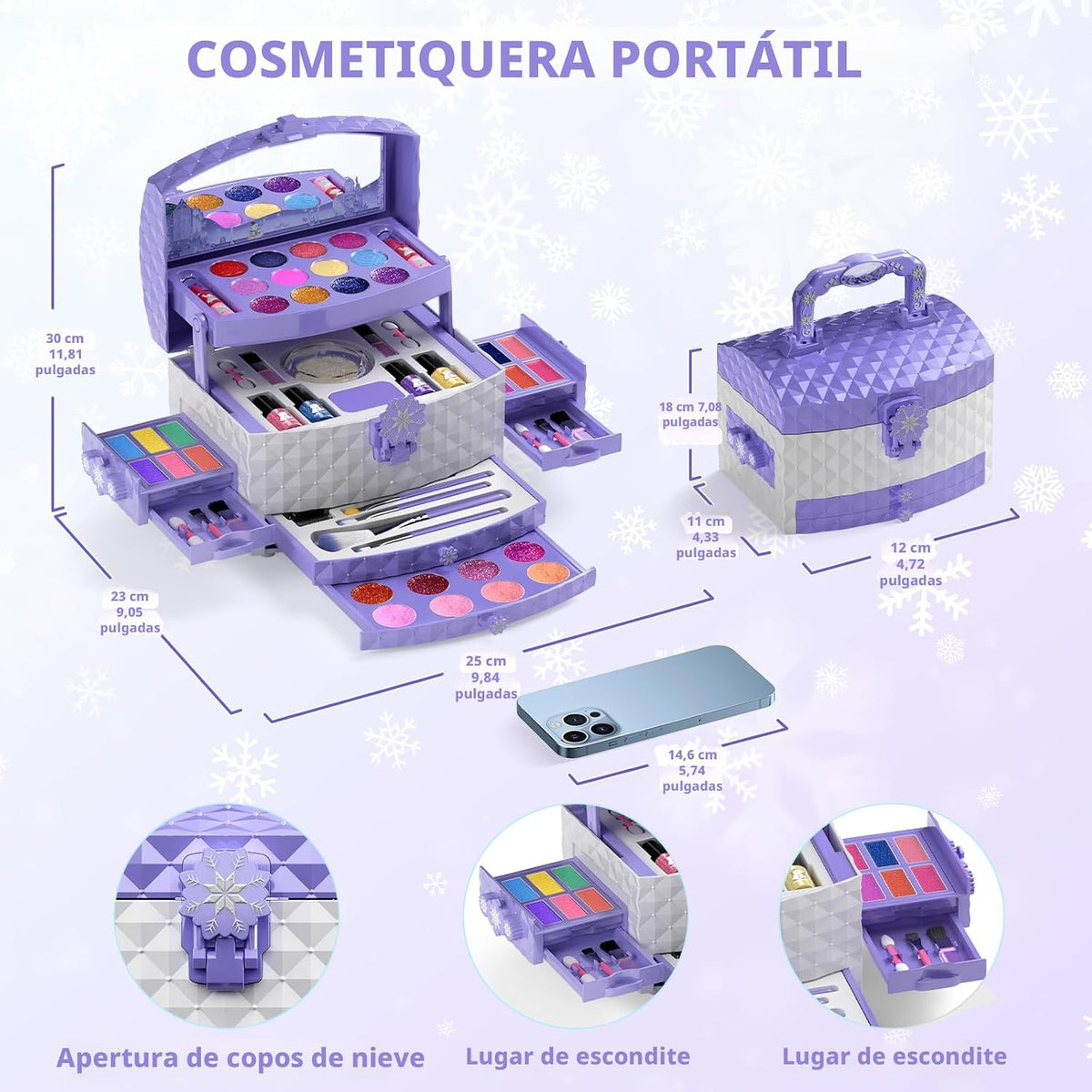 Juego de 56 piezas de maquillaje para niñas, kit de maquillaje cosmético