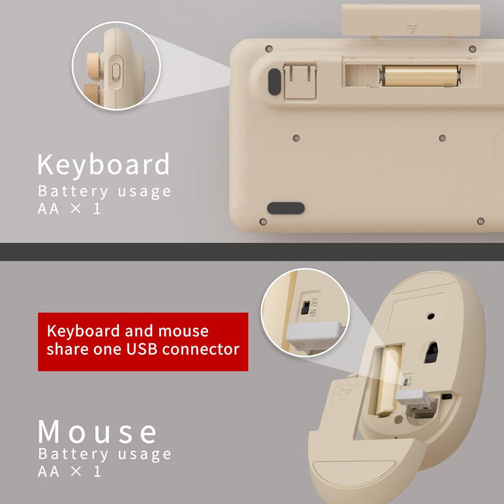 UBOTIE Teclado inalámbrico colorido para computadora y mouse óptico...