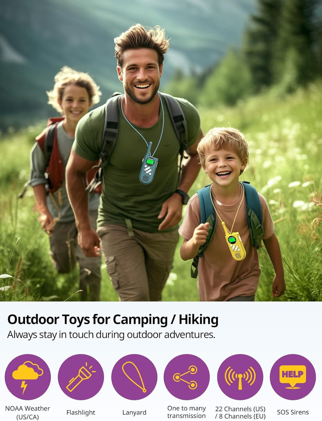 Inspireyes Walkie Talkies para niños recargables, juguetes para niñ...