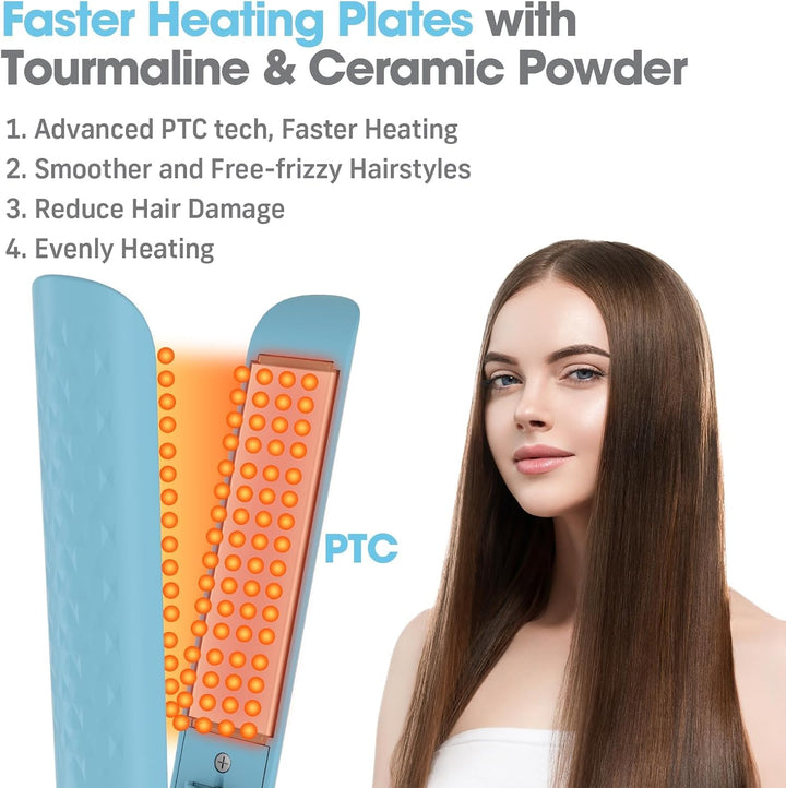 Quico Plancha para el cabello, alisadora de cabello de viaje global...
