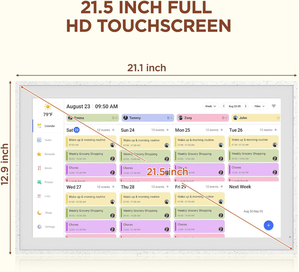 Calendario digital de 21.5 pulgadas, planificador familiar