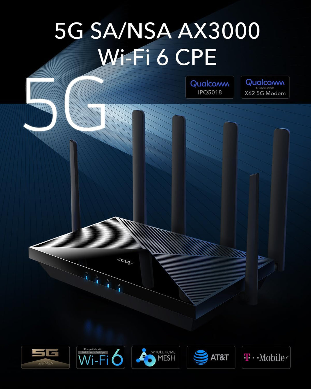 Cudy Nuevo Router CPE 5G NR SA NSA WiFi 6 AX3000, Router 5G Celular...