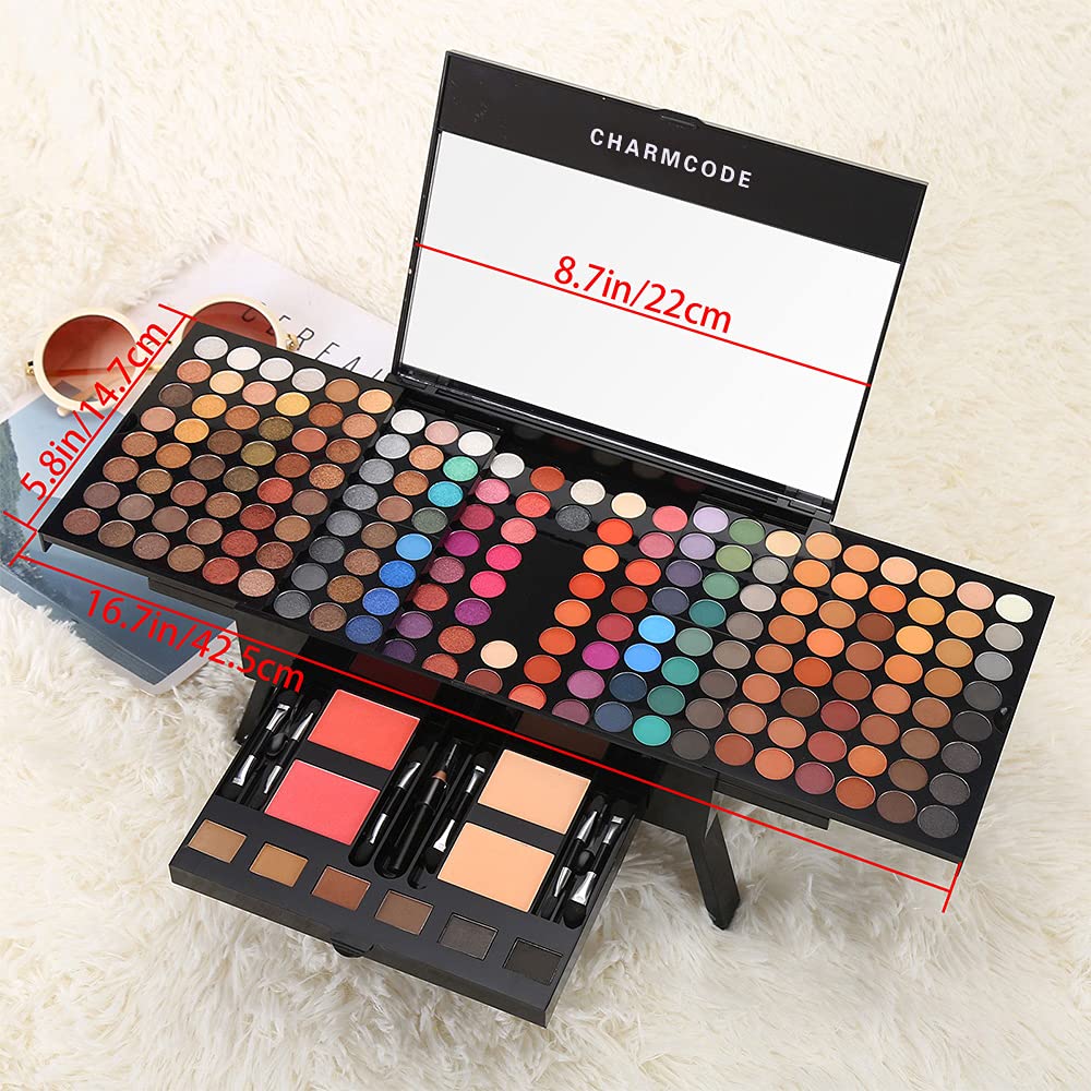 CHARMCODE Juego de paleta de maquillaje cosmético de 190 colores, c...