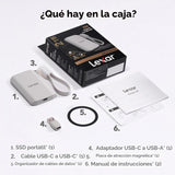 Lexar SSD externo magnético ES5 de 2 TB, hasta 2000 MB\/s, compatib...