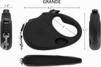 TUG Correa retráctil ovalada de 360° sin enredos para perro con dispensador de bolsas para desechos integrado (Grande, Negro)