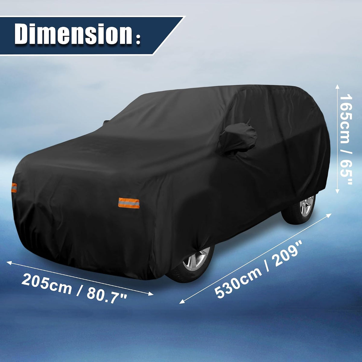 X AUTOHAUX - Funda de automóvil SUV para Chevrolet Tahoe de 4 puertas 2007-2024 al aire libre, impermeable, sol, lluvia, polvo, viento, nieve, protección 190T PU con cremallera para puerta del conductor, color negro