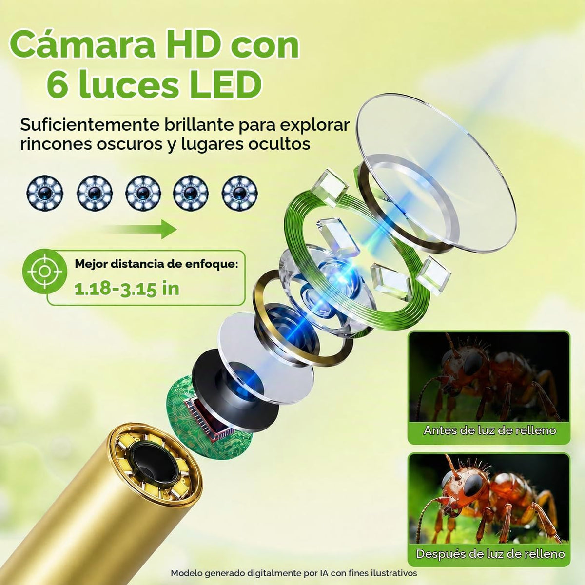 Cámara de boroscopio de juguete para niños, juguete educativo STEM Science para 4, 5, 6, 7, 8, 9, 10 años, regalo de cumpleaños, cámara de alcance infantil de 2.4 pulgadas para aventuras al aire libre y descubrimiento de la naturaleza (verde)