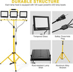 Lámpara Luces de trabajo de 30000 lúmenes con soporte, 3 luces de trabajo LED de cabeza ajustables, con soporte de trípode ajustable y plegable, lámpara impermeable con temperatura de color de 6500 Kelvin
