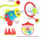 Yookidoo Juguetes de baño para niños pequeños (de 4 a 8 años) – Lanzador de bolas de cañón de agua – Ventosas para cualquier bañera o ducha – Incluye 5 bolas y aro para disparar – ¡Convierte la hora