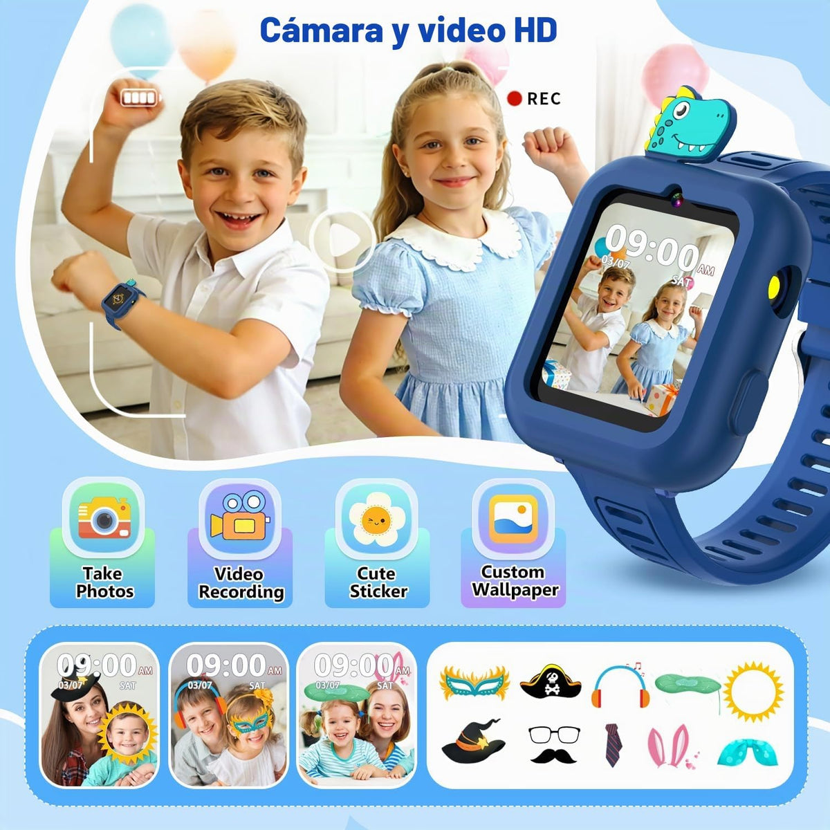 Reloj inteligente para niños de 3 a 12 años de edad con 39 juegos