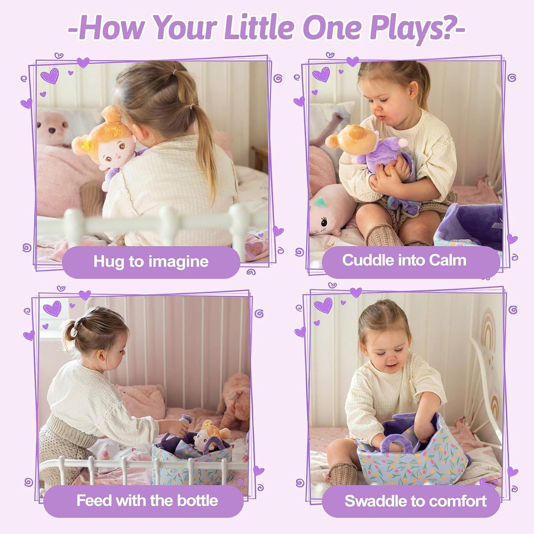 OUOZZZ - Set de muñeca de bebé suave para niñas, primera muñeca de...