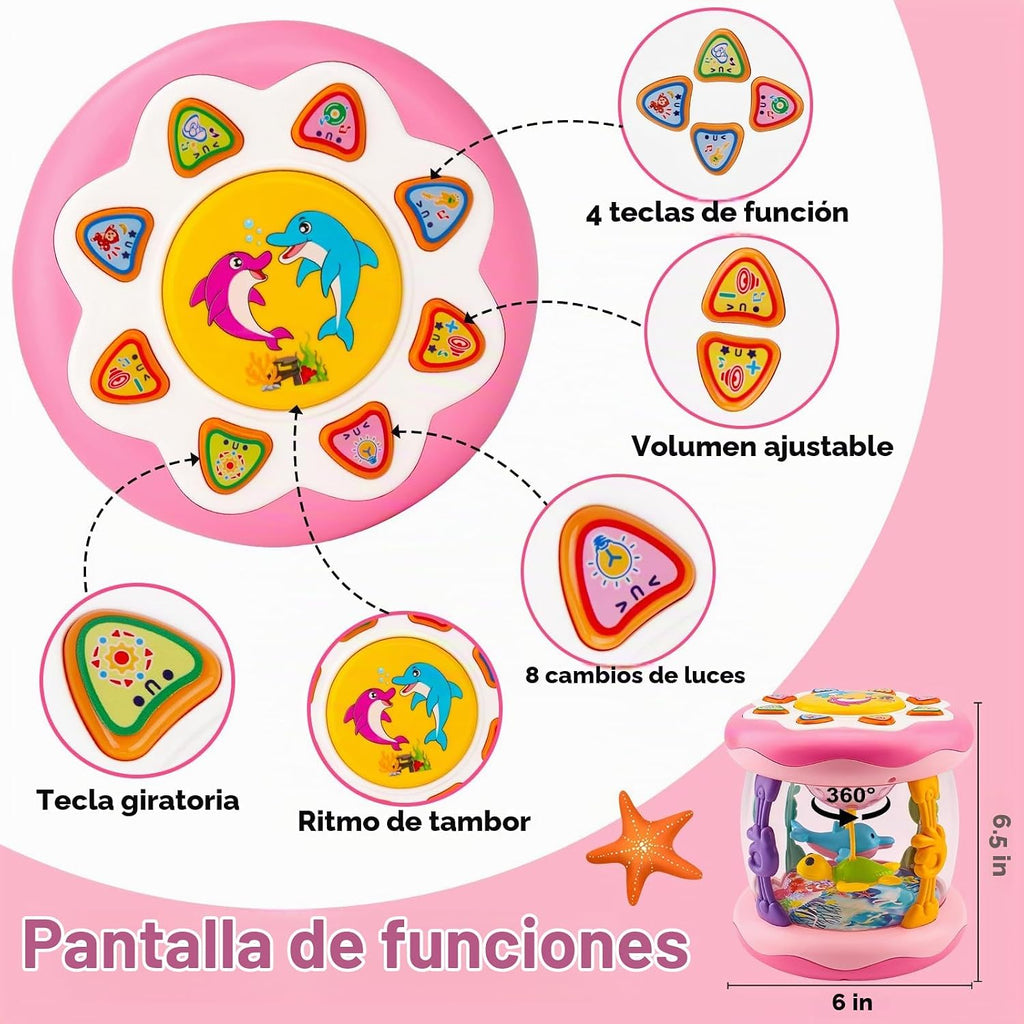 Juguetes para bebé niña, tiempo boca abajo, musical, iluminado, océano