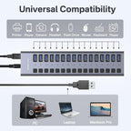 ACASIS, HS082, hub USB 3.2 de 16 puertos, alimentado