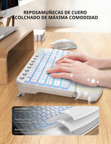 SABLUTE Combo de teclado y mouse inalámbricos, onda ergonómica con...