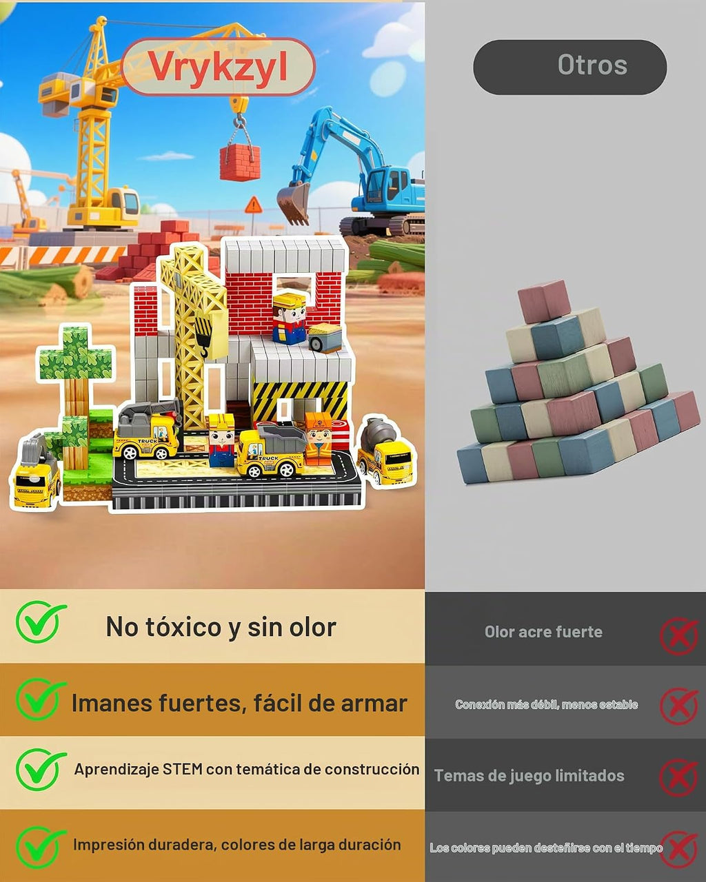 Bloques de construcción magnéticos, 232 cubos magnéticos juguetes