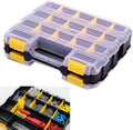 Caja organizadora de herramientas, caja de almacenamiento de piezas pequeñas, 34 compartimentos, organizadores de hardware de doble cara con divisores de plástico extraíbles para tornillos, tuercas