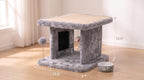 Cama grande para gatos con poste rascador y tabla de peinar