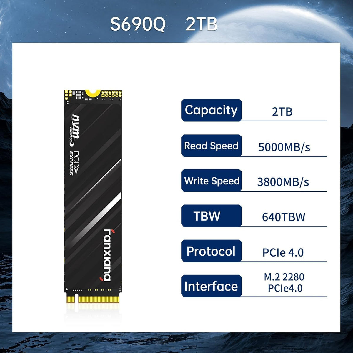 fanxiang SSD NVMe de 2 TB PCIe Gen4 M.2 SSD para PS5, hasta 5000 MB...
