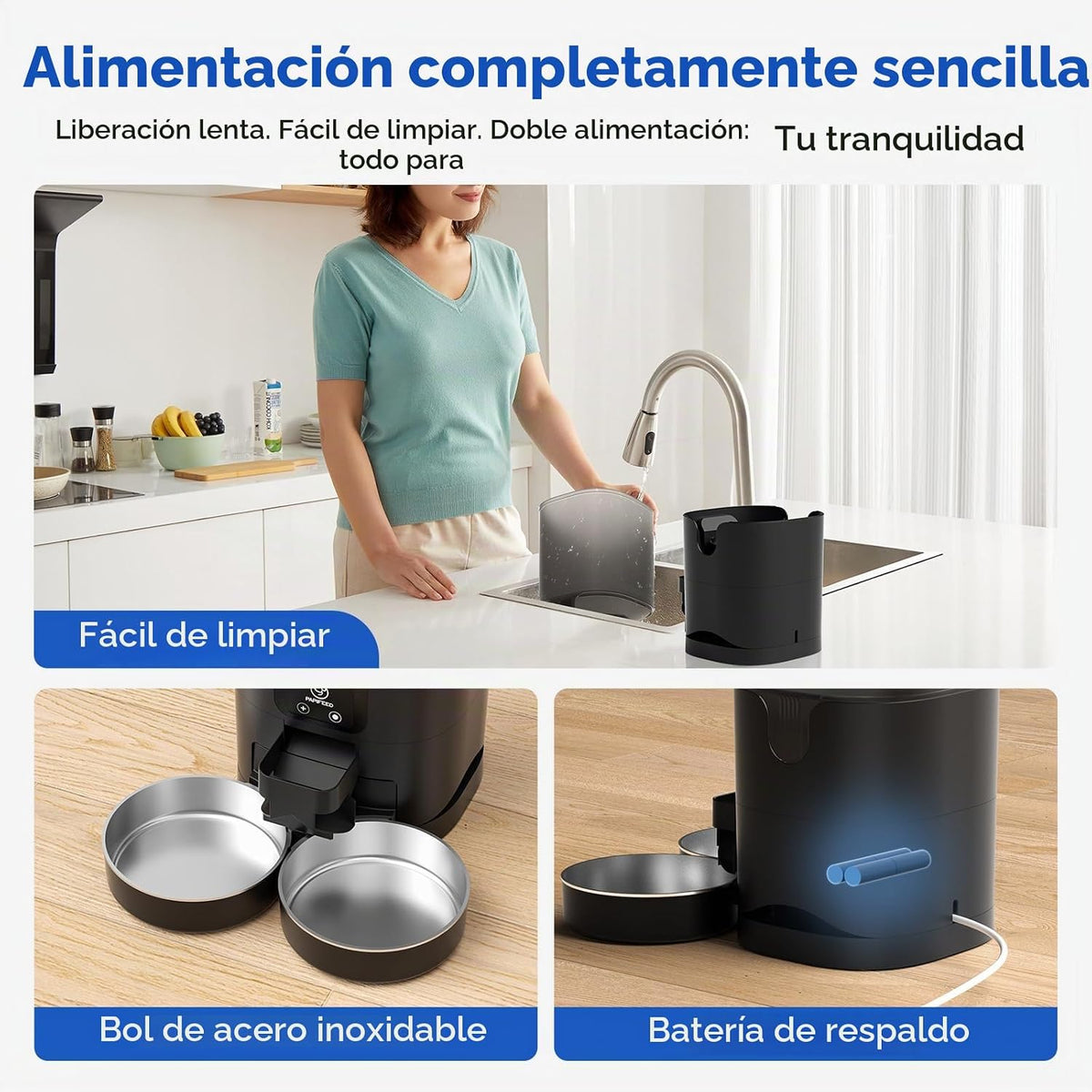 PAPIFEED Comedero automático para gatos 2 gatos, alimentador automático WiFi para gatos con aplicación, dispensador de alimentos para gatos de alimentación lenta de 7 litros para alimentos secos