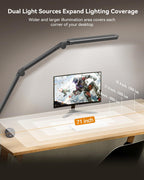 Lámpara Lámpara de escritorio LED con abrazadera, lámpara de escritorio de arquitecto con control remoto, luz de escritorio de brazo oscilante flexible con luz LED dual, atenuación continua, 5 modos de color
