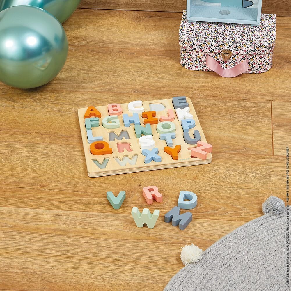 Janod - Sweet Cocoon - Rompecabezas de madera del alfabeto para niños