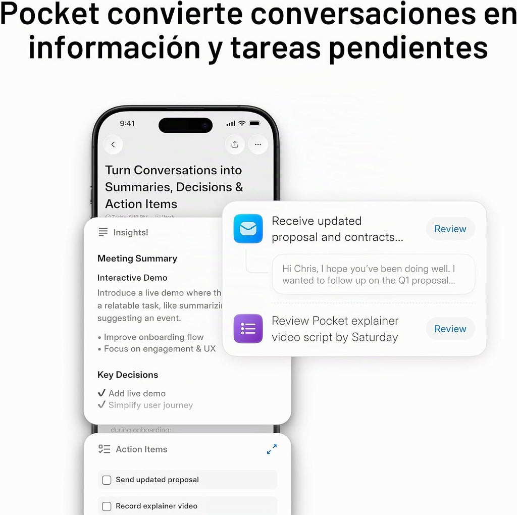 Pocket Grabadora de voz AI, transcripción automática, tomador de notas AI