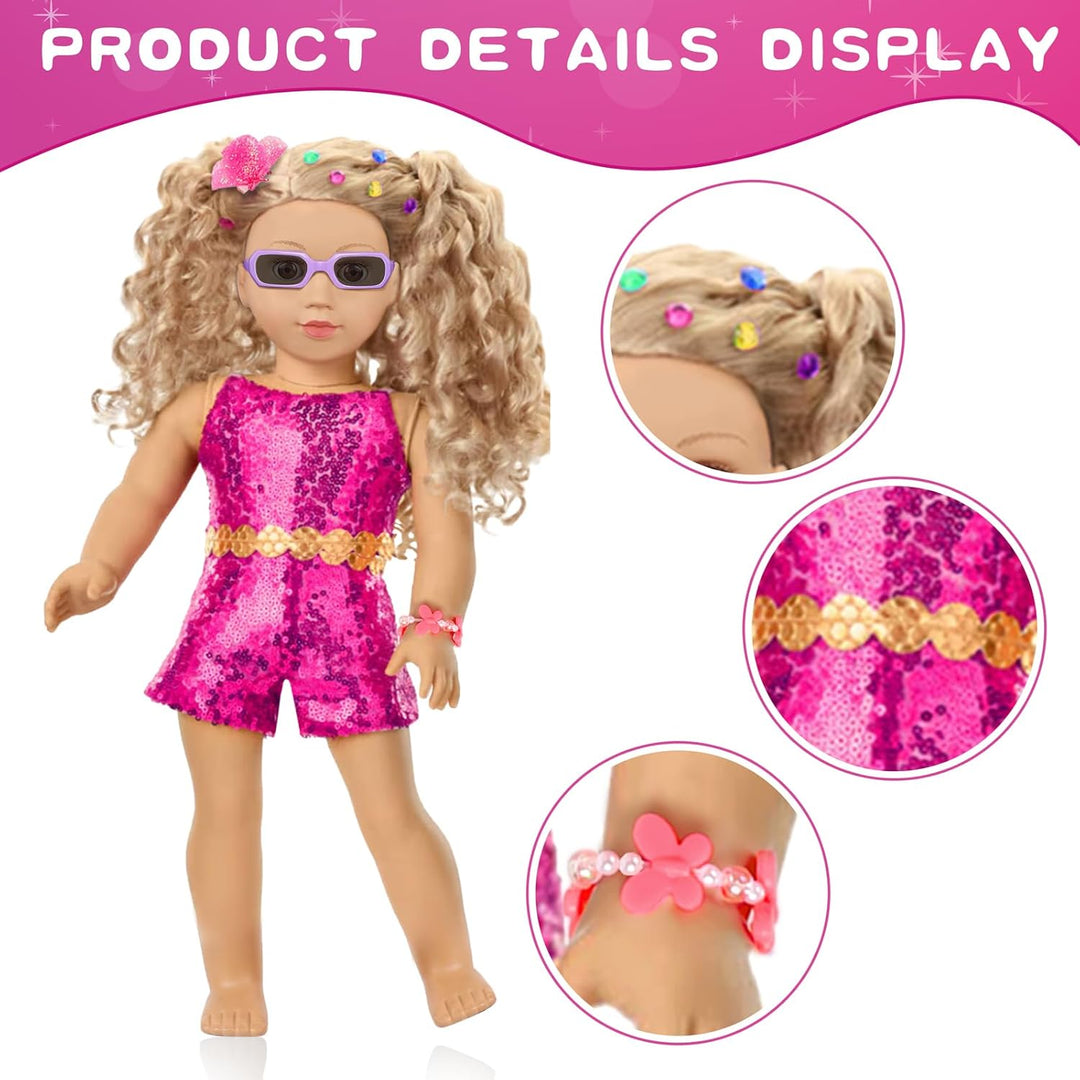 Juego de ropa de muñeca de 18 pulgadas y accesorios de maquillaje,...
