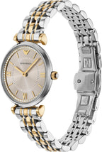 Emporio Armani Reloj de acero inoxidable bicolor de dos manos para mujer (Modelo: AR11702)