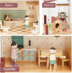 Lehoo Castle Casa de muñecas de madera para niñas, casa de muñecas con 5