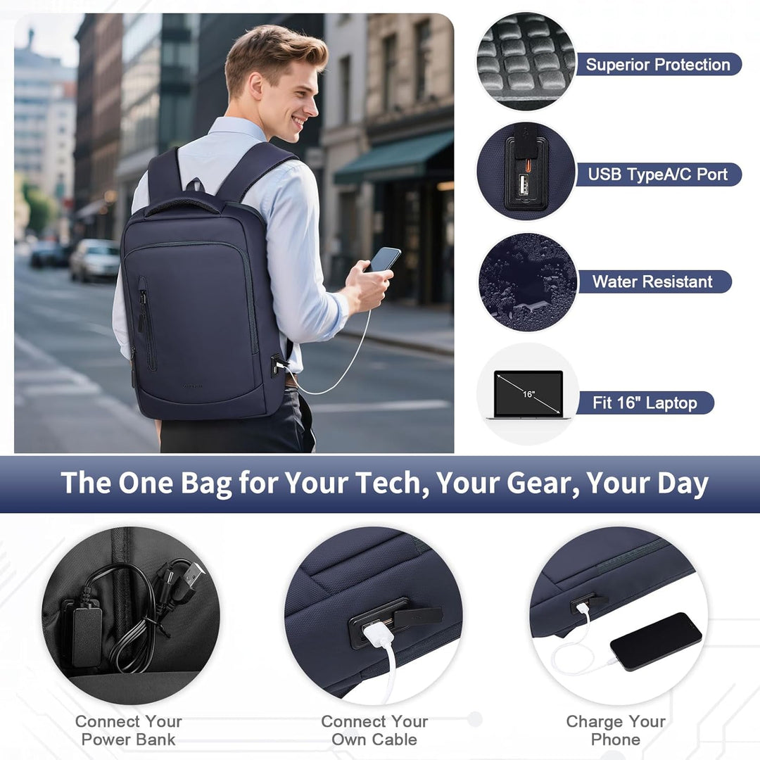 SUIKIHUM Mochila delgada a prueba de golpes para laptop para hombre...