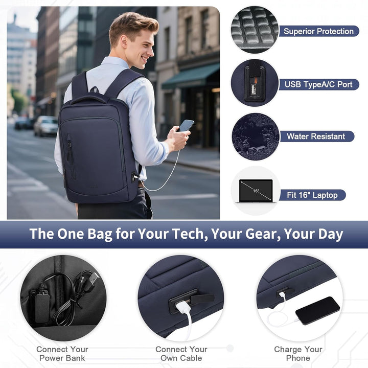 SUIKIHUM Mochila delgada a prueba de golpes para laptop para hombre...