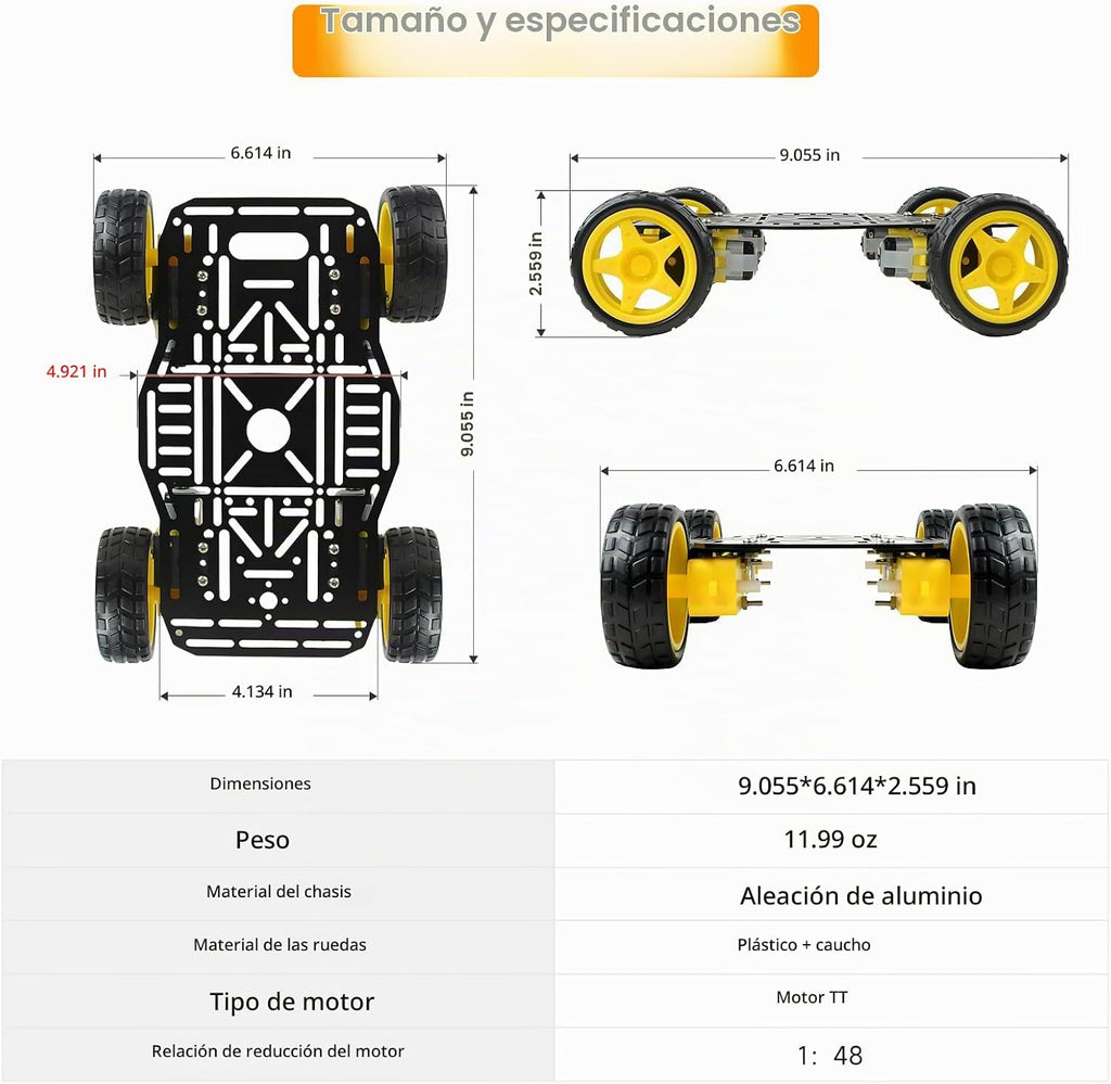 Kit de chasis de robot 4WD para Arduino/Raspberry Pi