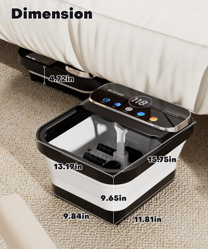 OOAMBB Spa de pies plegable con calor, burbujas, control de tempera...