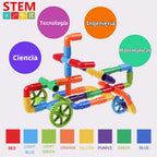 burgkidz Juego de construcción de tubos STEM: 188 piezas de coches de