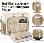 PASMAN Bolsa de mano para profesores para mujer, bolsa estructurada, 17.3 inches, Caqui-beige-café
