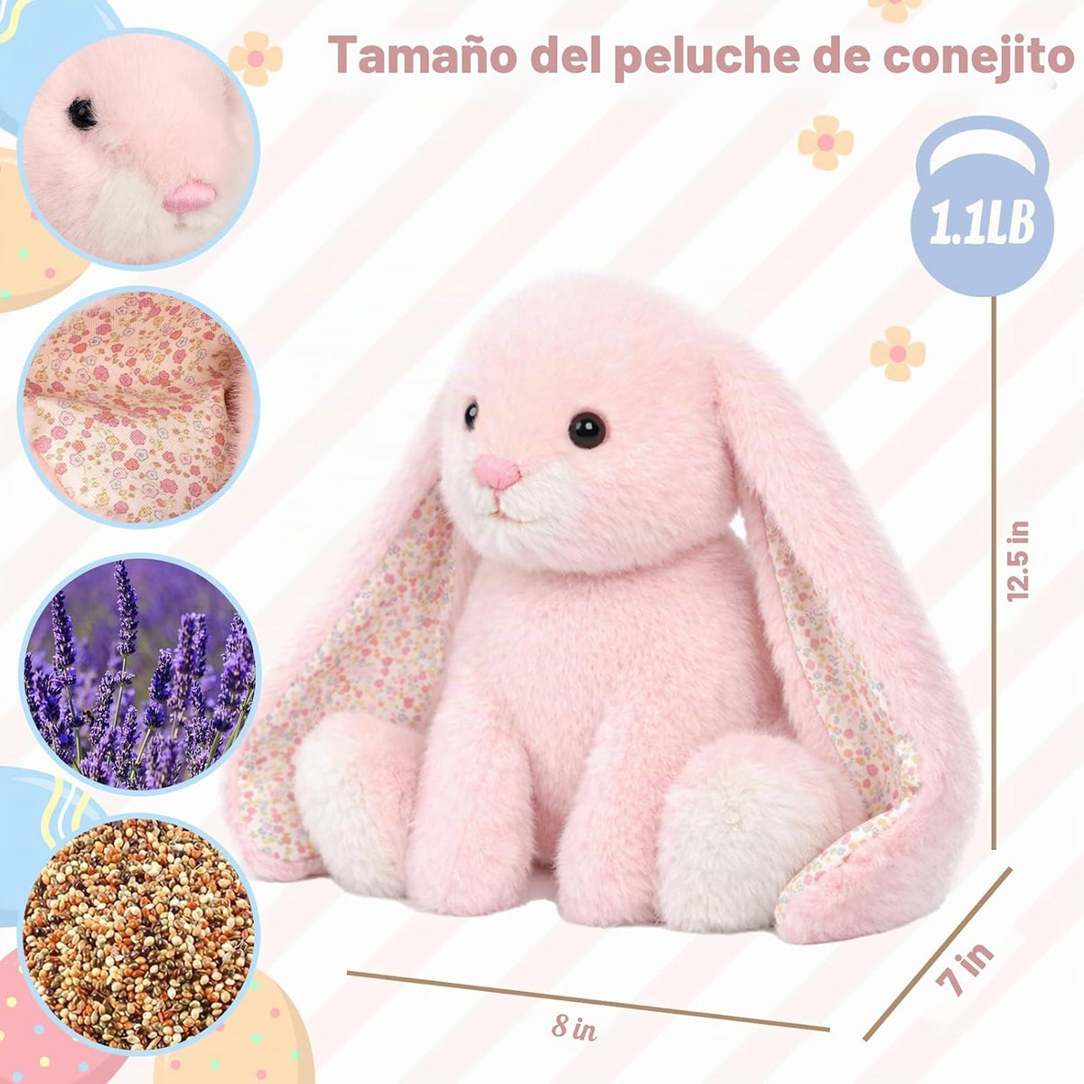 Easfan Juguete de peluche con peso de conejo para microondas para niños de