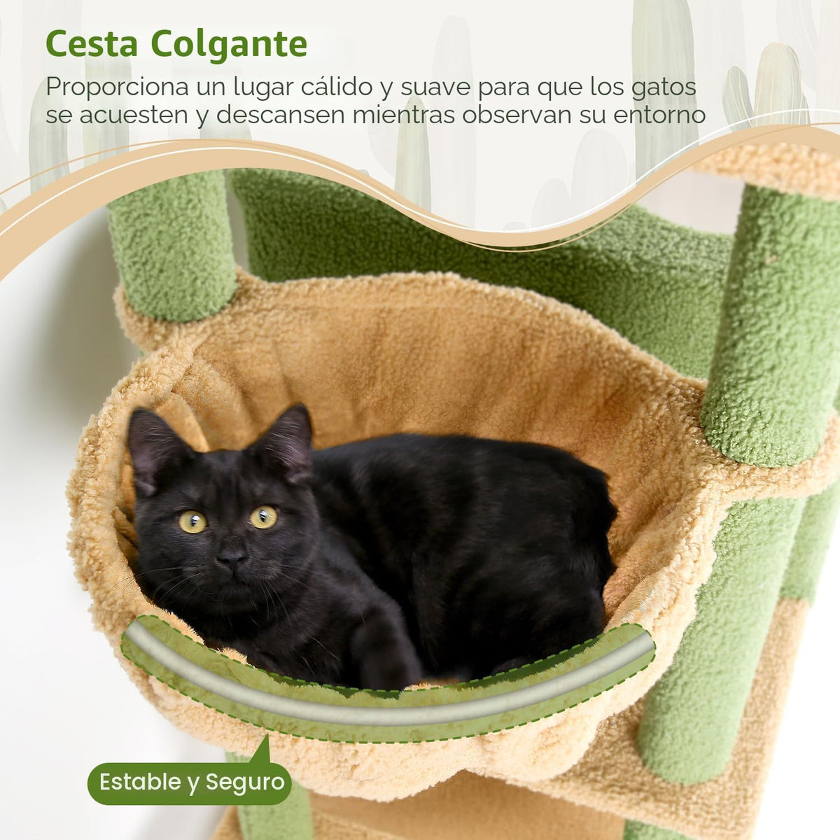 Globlazer - Torre para gato con forma de cactus de 76 pulgadas extra alta con varios niveles, muebles para gatos con condominios acogedores, juguetes interactivos y perchas para gatos grandes