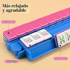 American Love Pink Mahjong Set - 160 azulejos acrílicos de alta calidad, diseño de corazón de 4 capas, 4 estantes y empujadores todo en uno, 100 fichas, 3 dados dorados