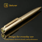 BEILUNER - Bolígrafo de gel dorado, impresionantes bolígrafos de lujo con chapado de oro de 24 quilates, repuesto de tinta negra, set de regalo ejecutivo para familiares y amigos, para escritura
