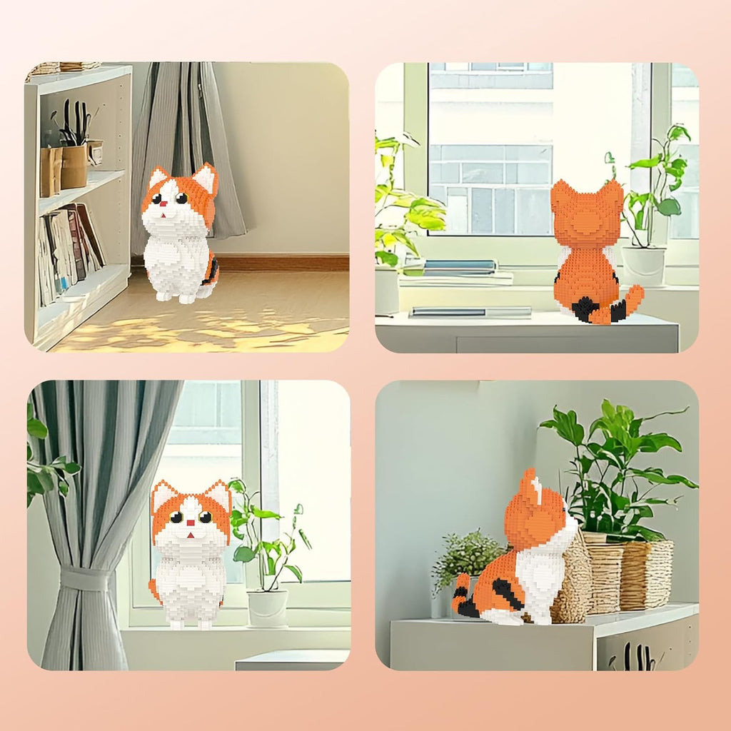 Larcele Juego de micro bloques de construcción, mini ladrillos de juguete de construcción para mayores de 12 años, 1296 piezas KLJM-05 (Munchkin Cat-Orange)