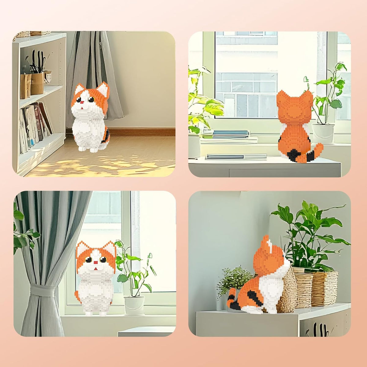 Larcele Juego de micro bloques de construcción, mini ladrillos de juguete de construcción para mayores de 12 años, 1296 piezas KLJM-05 (Munchkin Cat-Orange)