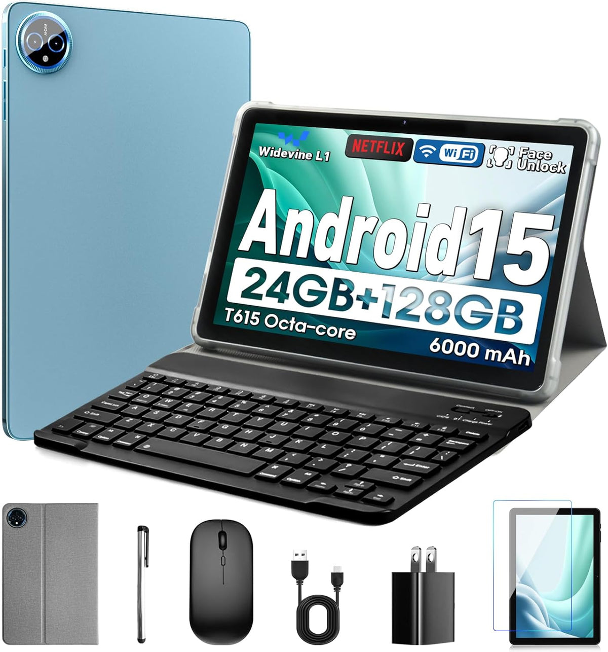 Aobante Tablet de 10 pulgadas, Android 15 con 24 GB de RAM + 128 GB...