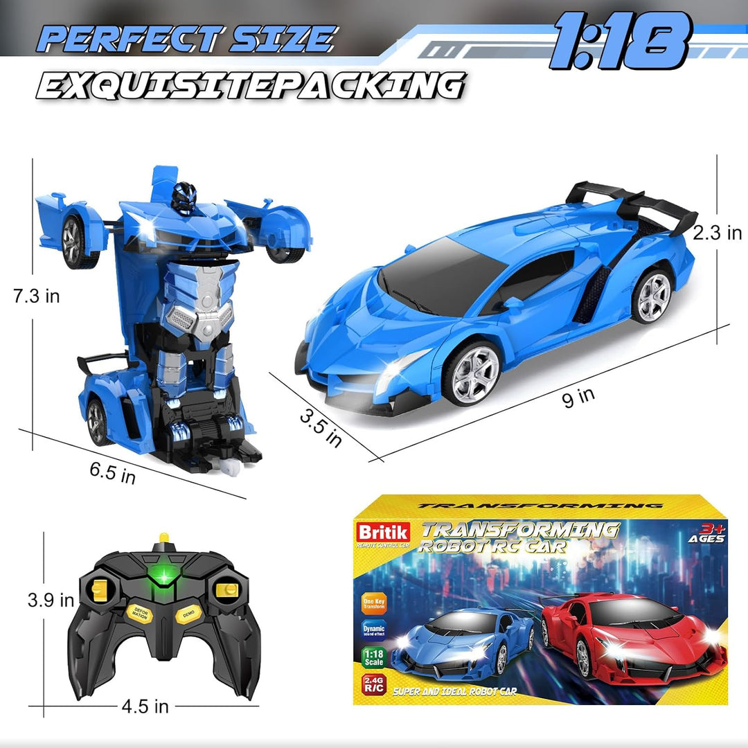 Britik Transform - Coche de juguete a control remoto para niños de...