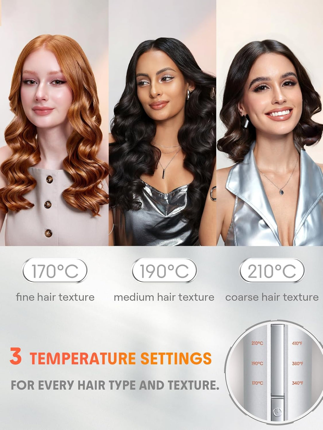 SHEGLAM Rizador automático de 1 pulgada con 3 temperaturas de calen...