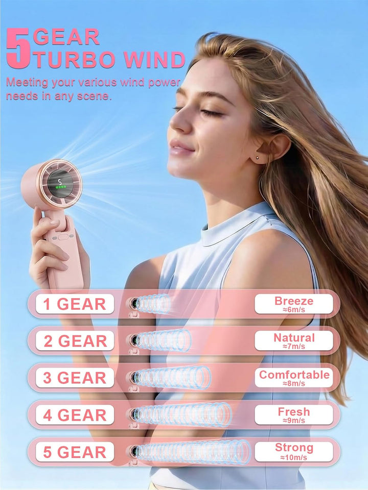 KIMWIND Ventilador turbo portátil de mano, viento de 5 engranajes,...